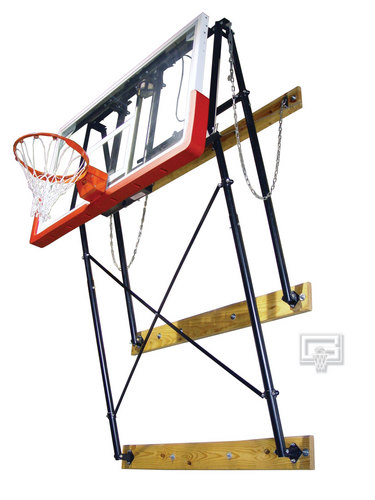 Gared Wall Mounted, Fold Up Basketball Backstop